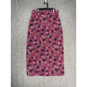 Worthington Maxi Skirt Sheer Lined Double Slit Women's 10 Pink Floral Polka Dot